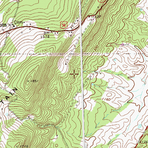 Topographic Map of Luna Roomsburg Spring, WV