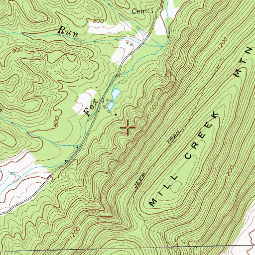 Topographic Map of Fox Farm Spring, WV
