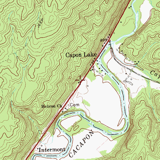 Topographic Map of Capon Lake Farm Spring, WV