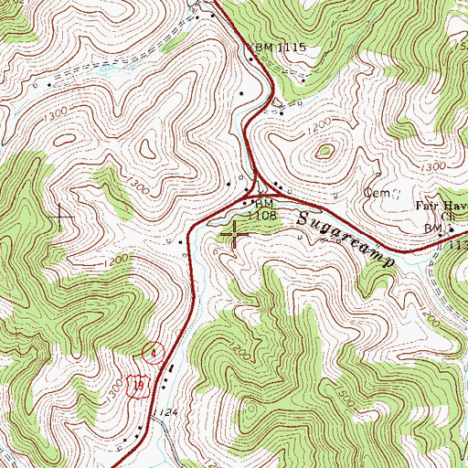 Topographic Map of Bruffey Spring, WV