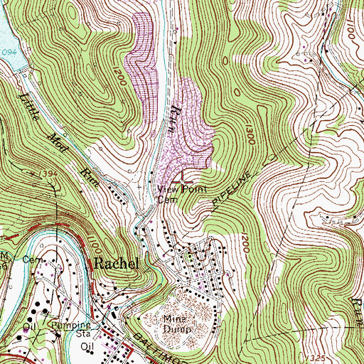 Topographic Map of Rachel Spring, WV