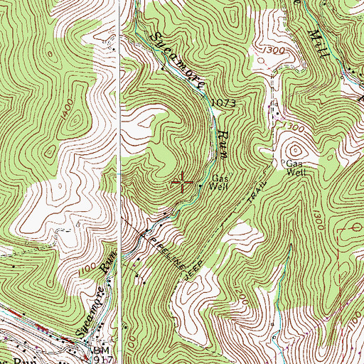 Topographic Map of Worthington Spring, WV
