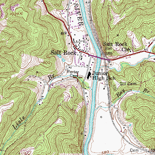 Topographic Map of Gilbert Porter Spring, WV