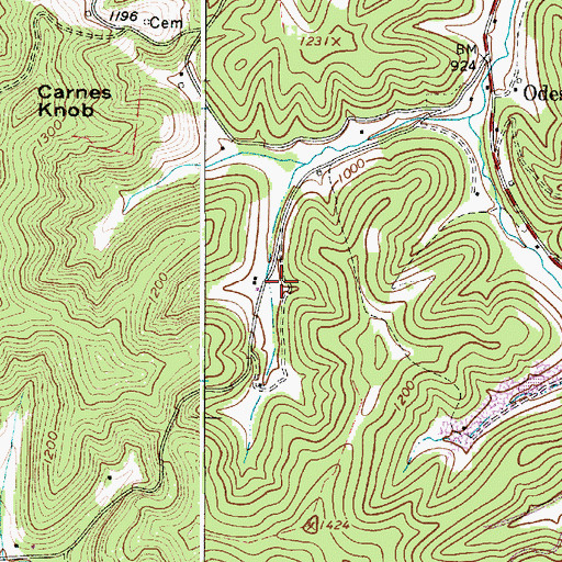 Topographic Map of Hart Spring, WV