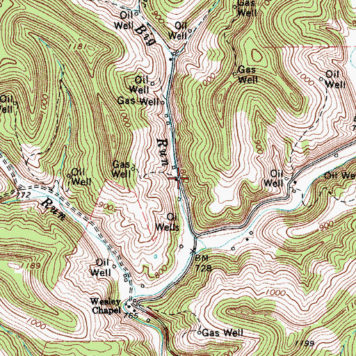 Topographic Map of Huffie Spring, WV