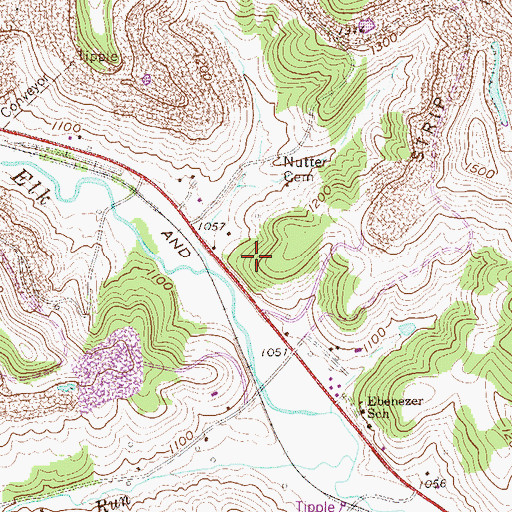 Topographic Map of Nutters Place Spring, WV