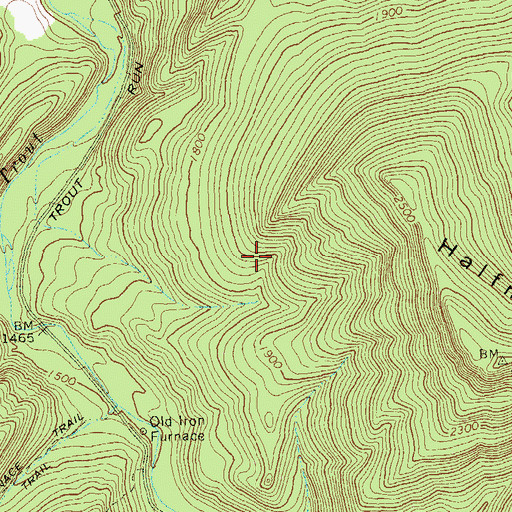 Topographic Map of Trout Run Fault Spring, WV