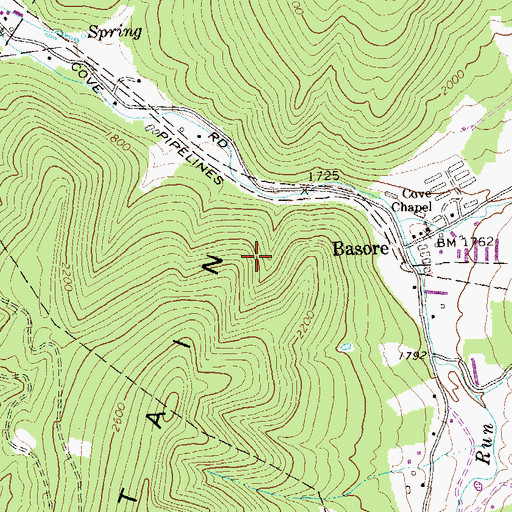 Topographic Map of Lower Cove Spring, WV