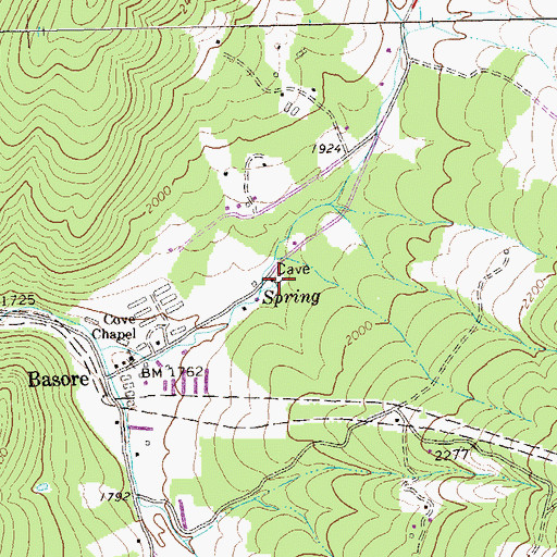 Topographic Map of Upper Cove Spring, WV
