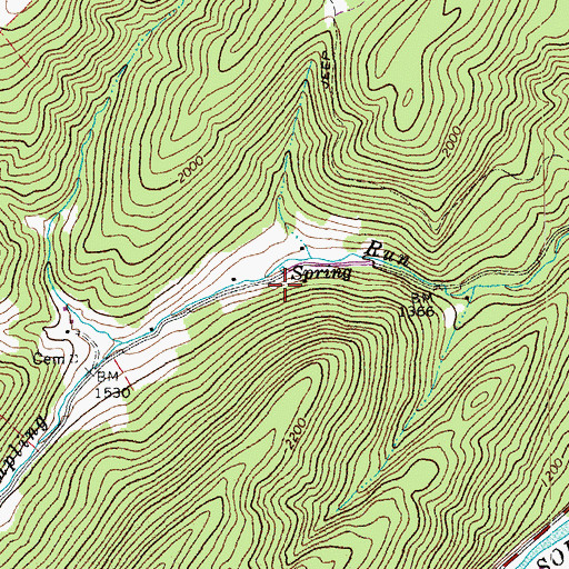 Topographic Map of Dumpling Run Spring, WV