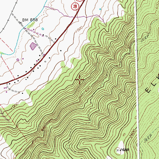Topographic Map of Coby Spring, WV