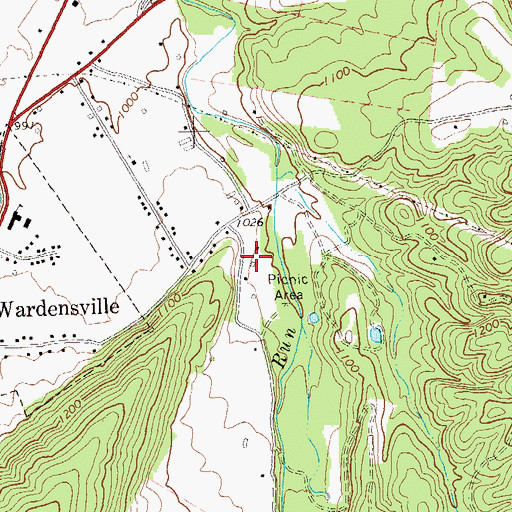 Topographic Map of Wardensville Spring, WV