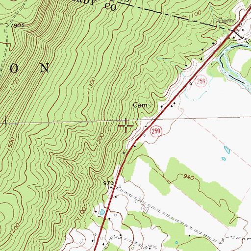 Topographic Map of Peewee Spring, WV