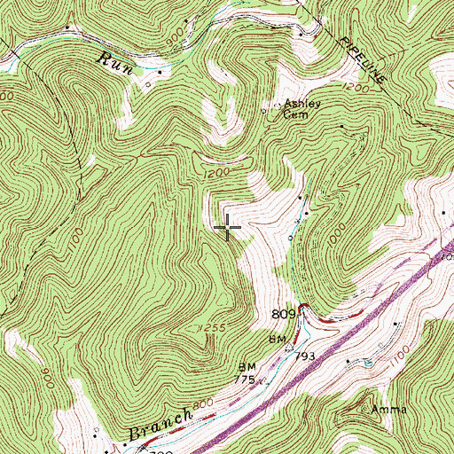 Topographic Map of Maysel Drennen Spring, WV