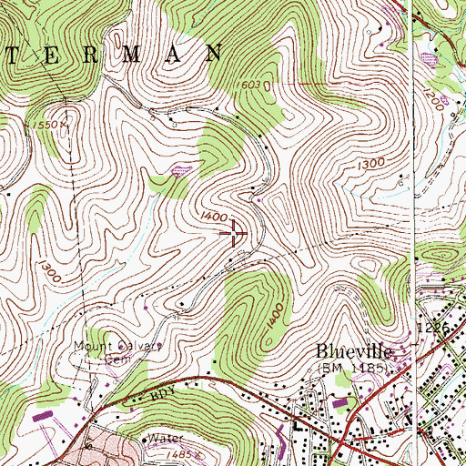Topographic Map of Lucas Dairy Spring, WV