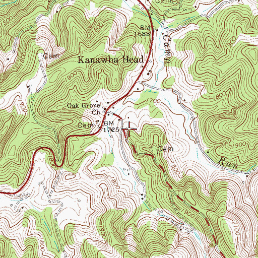 Topographic Map of McDavidson Spring, WV