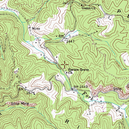 Topographic Map of London Mills Spring, WV