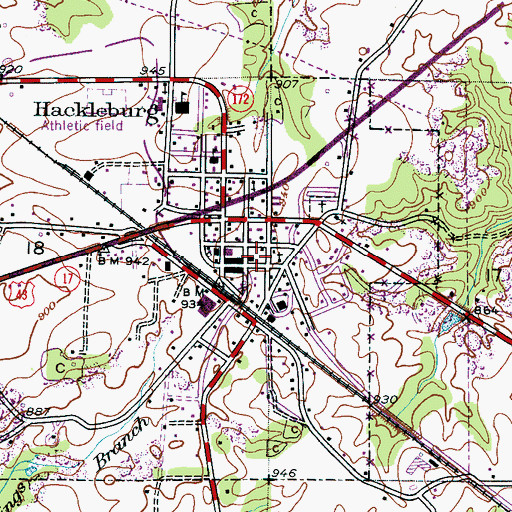 Topographic Map of Hackleburg Post Office, AL