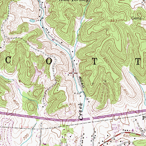Topographic Map of Cottle Spring, WV