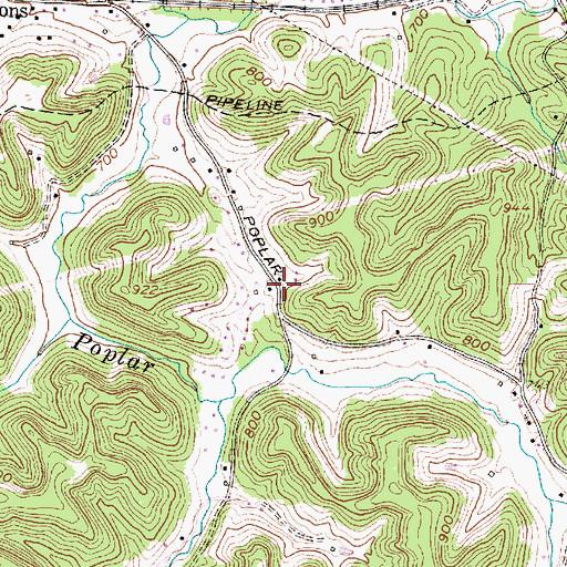 Topographic Map of Hubert Beaver Spring, WV