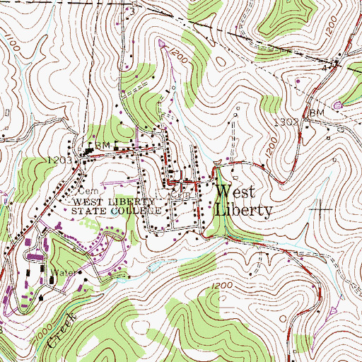 Topographic Map of Court Spring, WV