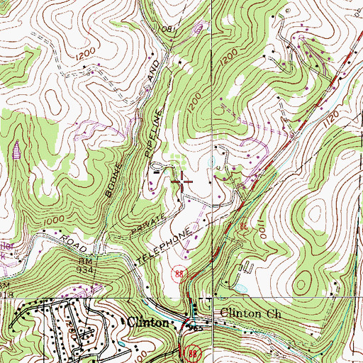 Topographic Map of Stamp Spring, WV