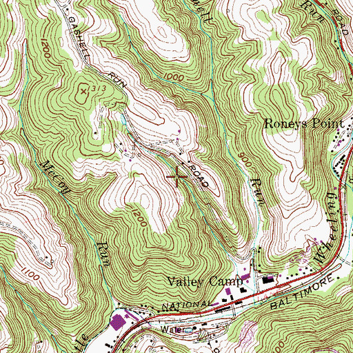 Topographic Map of Shares Spring, WV