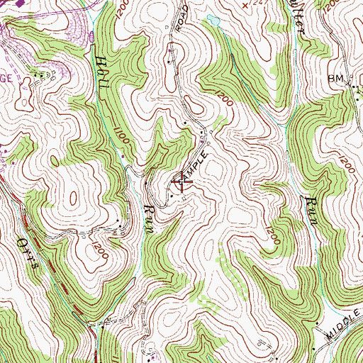 Topographic Map of Tustin Spring, WV