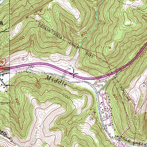 Topographic Map of Mitchum Spring, WV