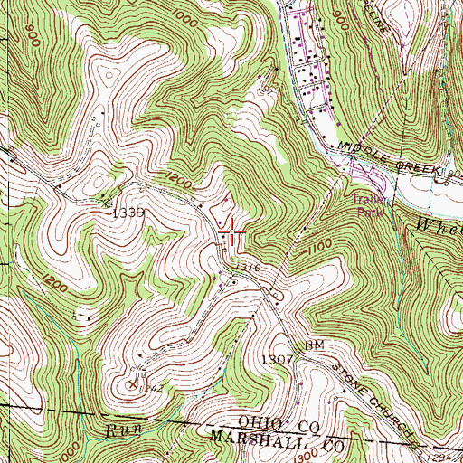 Topographic Map of Hamilton Spring, WV