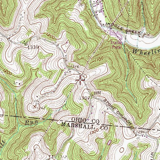 Topographic Map of Groppe Spring, WV