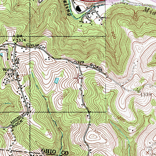 Topographic Map of Miller Spring, WV