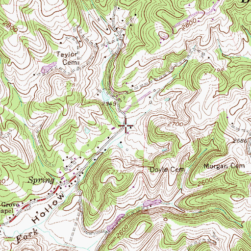 Topographic Map of Dawson School (historical), WV