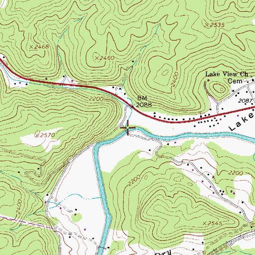Topographic Map of Delashmeet Creek, WV