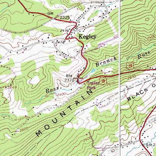 Topographic Map of Ross Cemetery, WV
