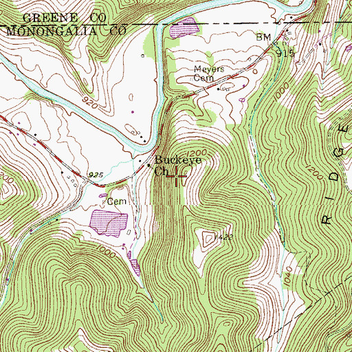 Topographic Map of Clarence Fetty Spring, WV