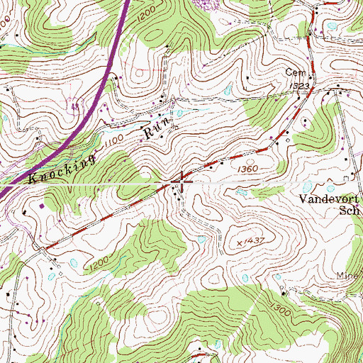 Topographic Map of Highland Dairy Farm Spring, WV