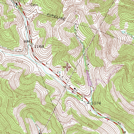 Topographic Map of Tom Walker Spring, WV