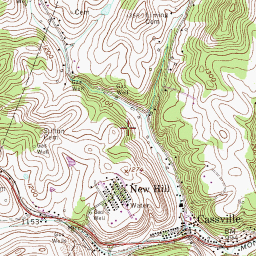 Topographic Map of Wade Spring, WV