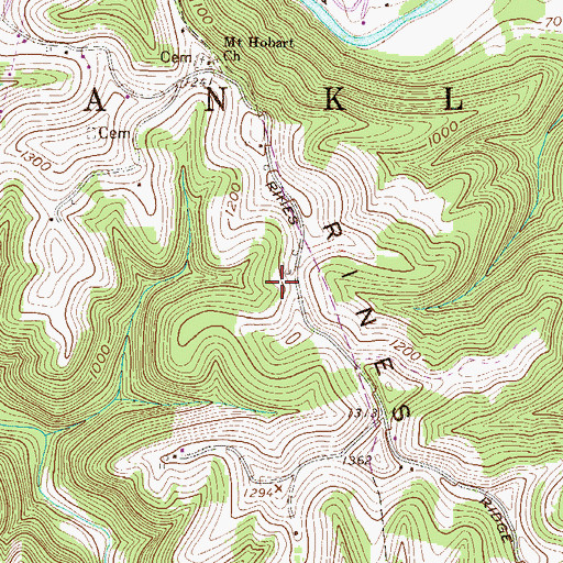 Topographic Map of Albert Kuhens Spring, WV