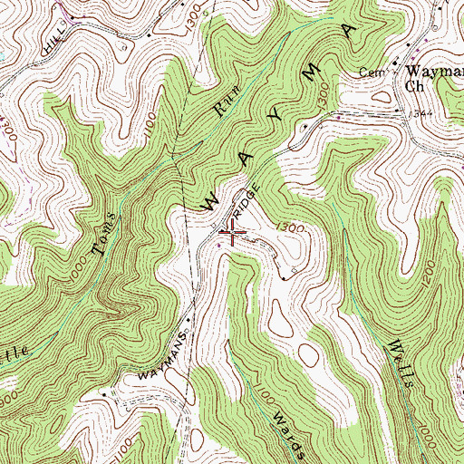 Topographic Map of John Tyler Spring, WV