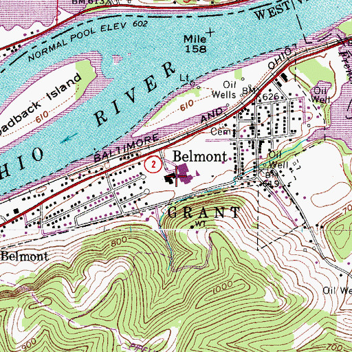 Topographic Map of Belmont Elementary School, WV