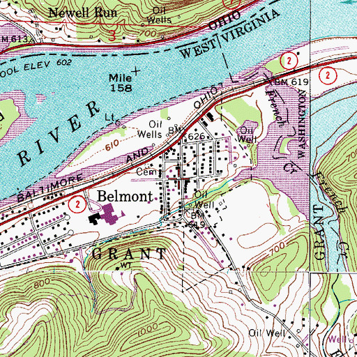 Topographic Map of Belmont United Methodist Church, WV