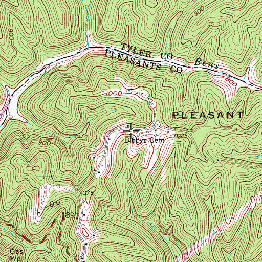 Topographic Map of Bibbus Chapel (historical), WV