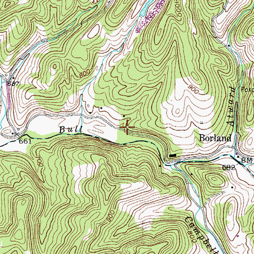 Topographic Map of Borland Church (historical), WV