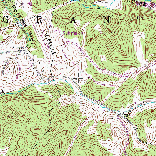 Topographic Map of Calf Creek School (historical), WV