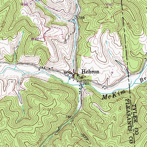 Topographic Map of Hebron Post Office, WV