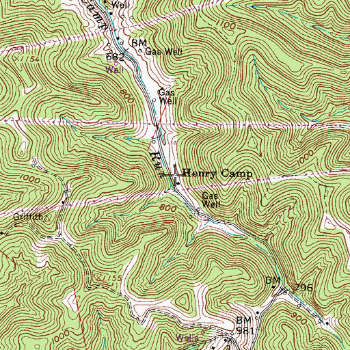 Topographic Map of Henry Camp School (historical), WV