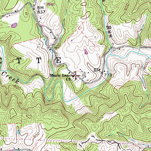 Topographic Map of Maple Lane Methodist Church (historical), WV