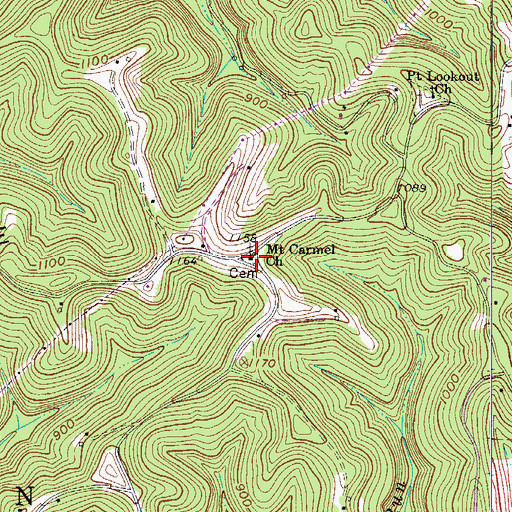 Topographic Map of Mount Carmel Cemetery, WV